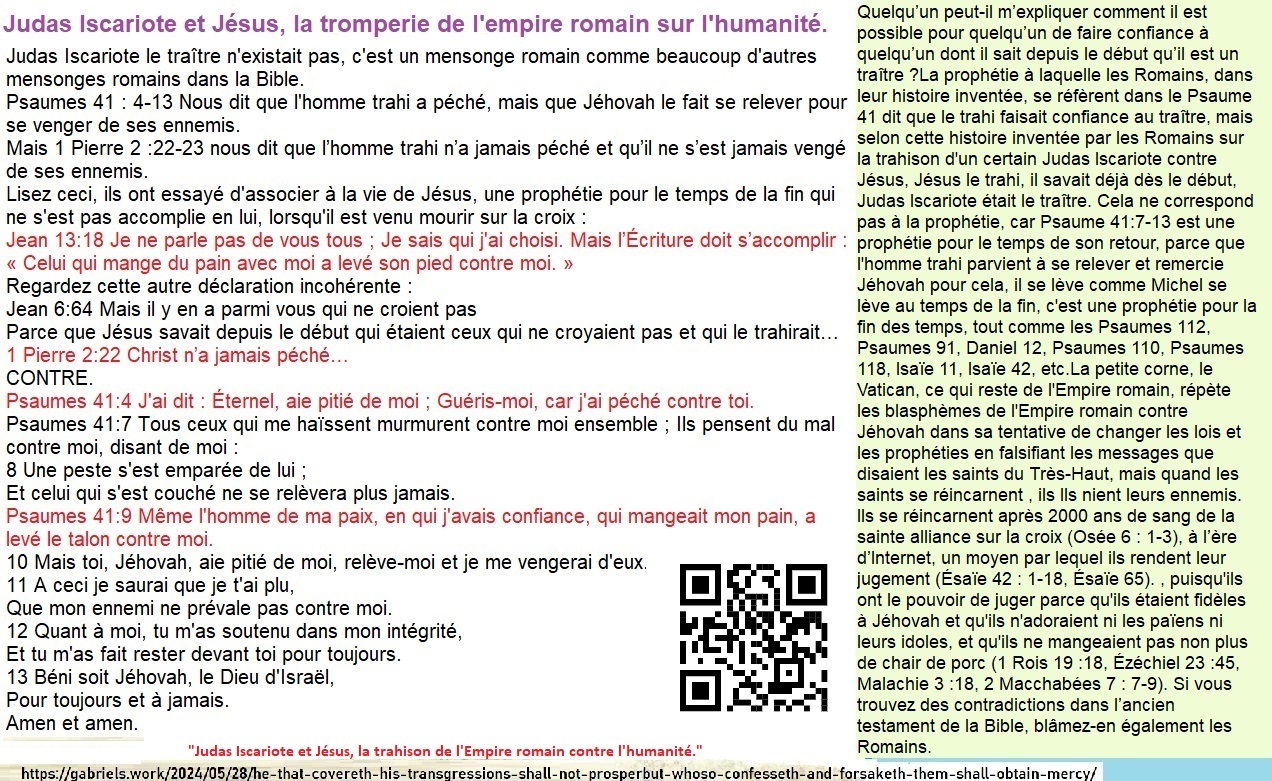 IDI04 Jésus n'a pas péché - donc il n'était pas l'homme trahi de la prophétie dans le Psaume 41 - même si Jean 1318 le dit