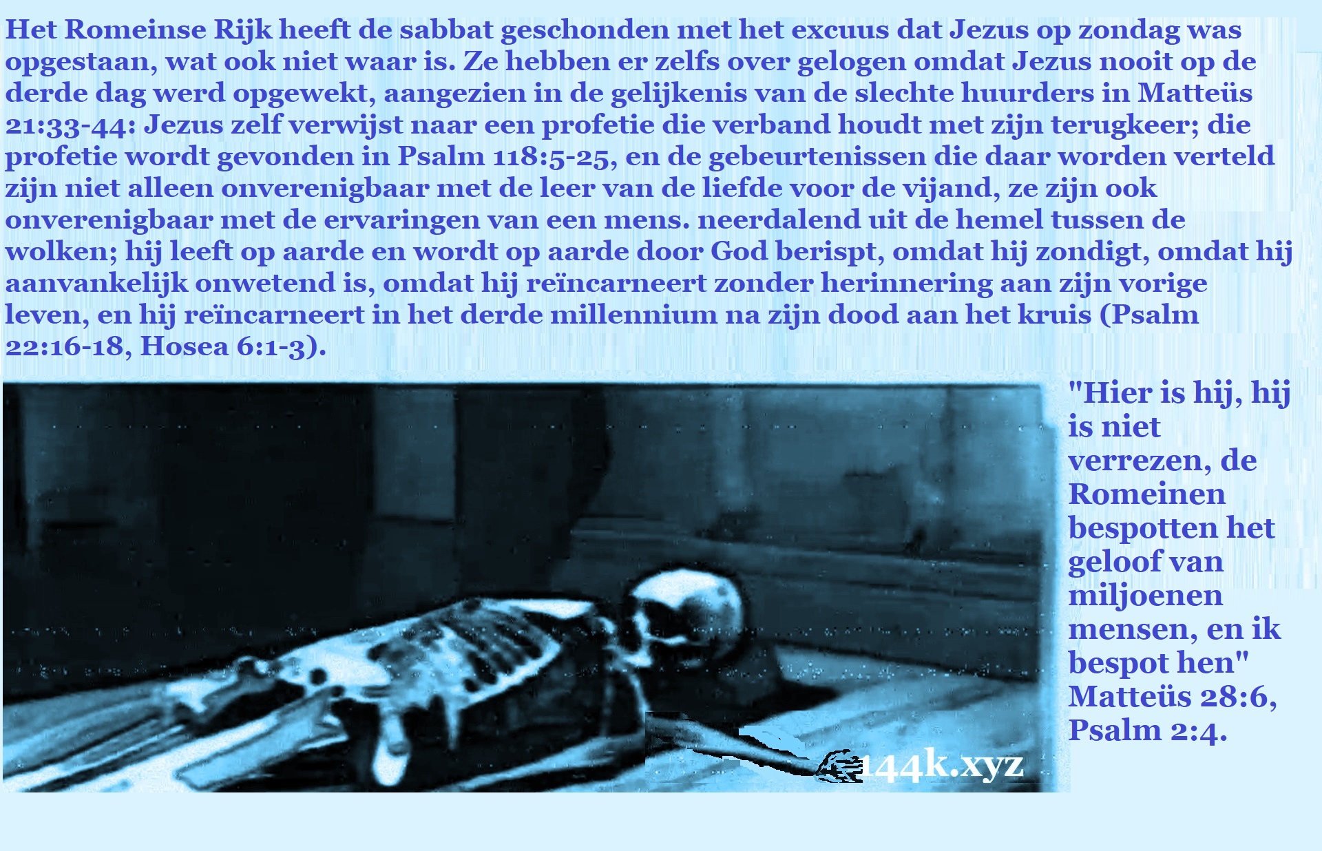 IDI10 Hier is hij, hij is niet verrezen de Romeinen bespotten het geloof van miljoenen - Matteüs 28 6 Psalm 2 4